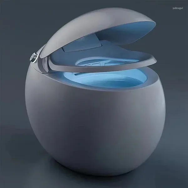 Badzubehör-Set, geformter Wasserschrank, einteiliges Luxus-WC, weiße Farbe, Fußspülung, eiförmige Bodenmontage, eiförmige intelligente Toilette