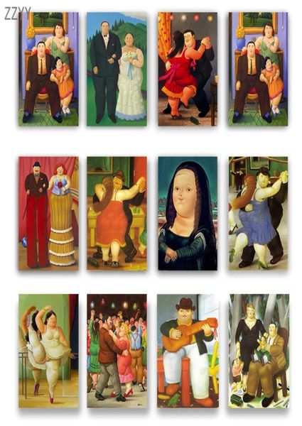 Fernando Botero famosa pintura a óleo em tela Casal gordo dançando pôster e impressão de arte de parede para sala de estar decoração de casa 4624750