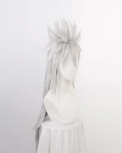 Perucas sintéticas anime jiraiya longo chip de prata rabo de cavalo resistente ao calor sythentic cabelo cosplay peruca traje cap8292868