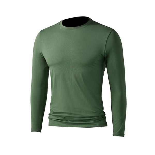 Весенне-осенняя новая мужская многоцветная рубашка из модала с длинными рукавами, однотонная футболка в деловом стиле, повседневная облегающая рубашка с круглым вырезом