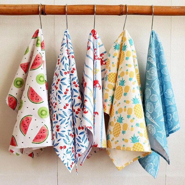 Teeservietten, 1 Stück, bedrucktes Handtuch für die Küche zu Hause mit Obstmuster, hautfreundliches Tuch, Frühlings- und Sommerhandtücher