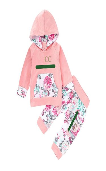 Em estoque letras de moda clássica criança bebê meninas conjuntos de roupas 100 algodão crianças roupas esportivas outono criança designer garmen3005211