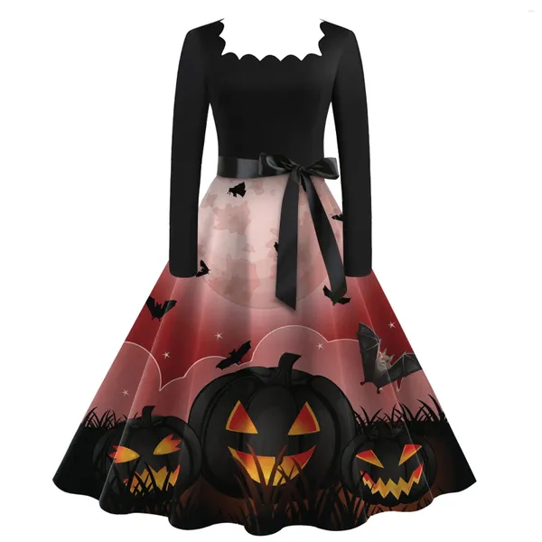 Vestidos casuais desejo uma peça única até o chão para mulher 2023 mangas compridas halloween vestidos meninas vestidos para mujer