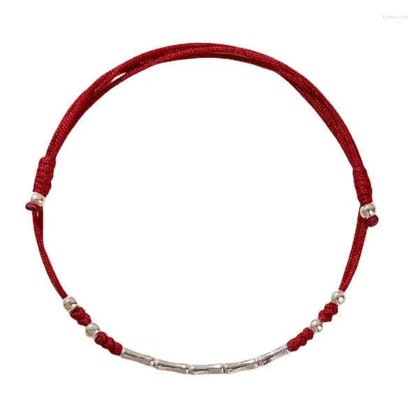 Charme Pulseiras Sorte Bambu Mão Corda Pulseira Vermelha com Estilo Chinês para Mulheres