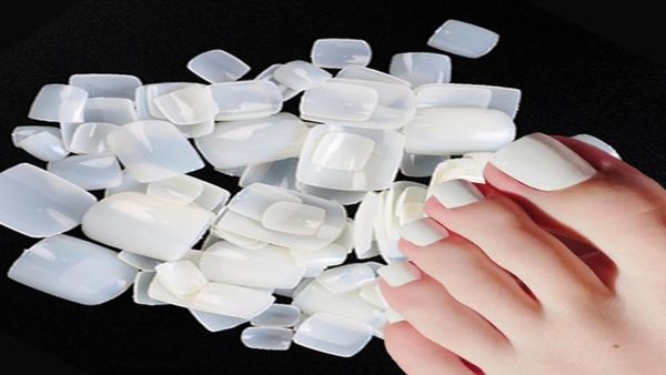 100 pezzi quadrati unghie finte copertura completa bianco naturale trasparente stampa su unghia finta piede acrilico punte di arte del chiodo strumenti per manicure6863614