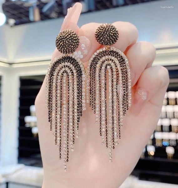 Dangle Brincos Moda Brilhante Tassel Zircon Jóias Estilo Coreano Gota Para Mulheres Meninas Presentes