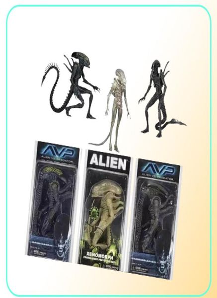 Neca Aliens Vs Predator Avp Series Grid Alien Xenomorph Traslucido Prototipo Suit Warrior Alien Action Figure Model Toy 18cm Y2009923577