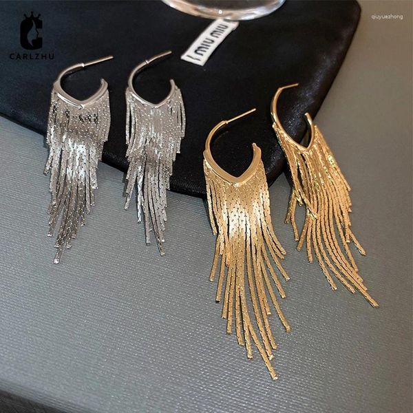 Brincos de bronzeado cor de prata dourada de cor prata longa Tassel vintage Metal Declaração Fringe Charme Drop Heart Earing for Women Jewelry
