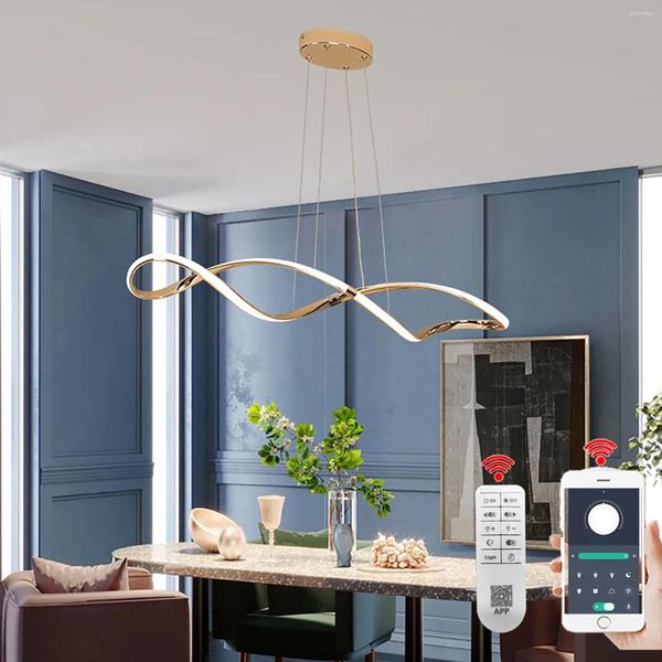 Lustres modernos led lustre mesa de jantar pendurado luz pingente para sala cozinha lâmpadas teto alexa/remoto