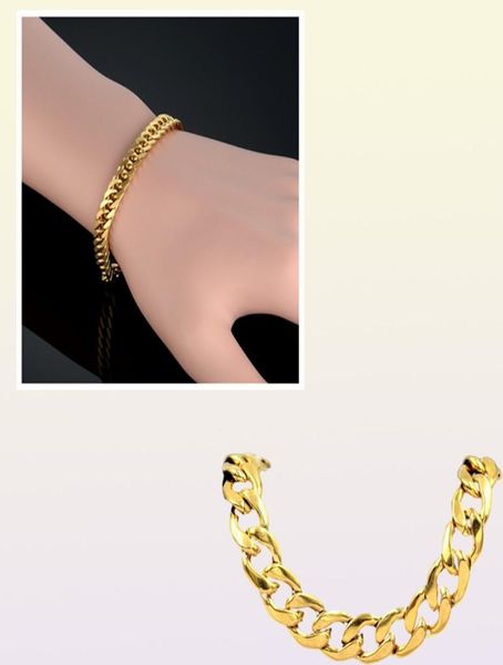 Link Mens Armband Edelstahl Ganzes Braslet Silber Farb Bracett Chunky Cuban Chain Gold Armband für Man4993919