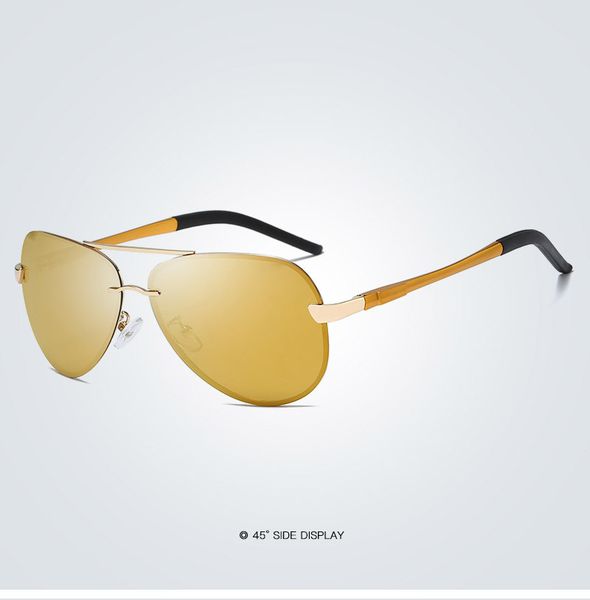 Designer Nieuwe Gepolariseerde Heren Klassieke Rijden Zonnebril Metalen Frame Spiegel Lens Zonnebril Heren Dames 545Y_voghion.com