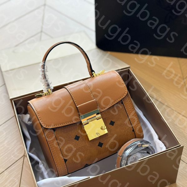 Carta de sobriedade de alta qualidade Diamante Impresso Mini Locking Bucket Bag Strap Design Luxury Strap Bolsas Crossbody Luxurys Mulher Bolsa Moda Bolsa de Ombro