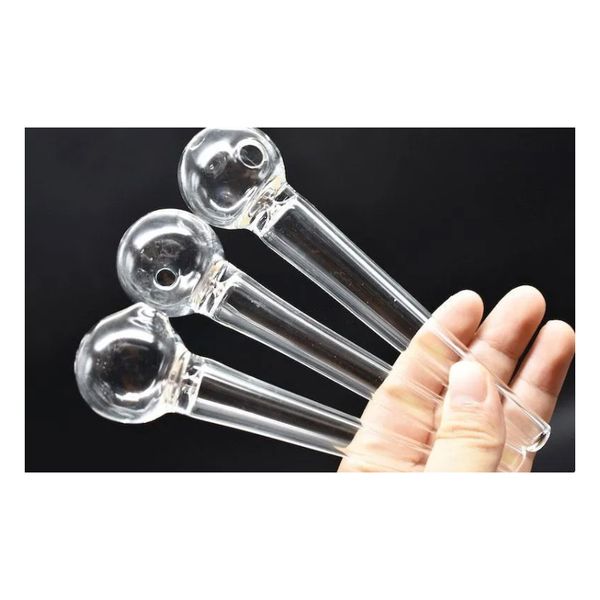 Dickes, berauschendes 14 cm großes Glas-Ölbrennerrohr für Zigarette, One Hitter Tobacco Smoking Handpfeife, kostenloser Versand BJ