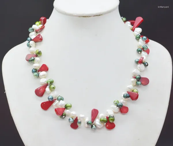 Halsband süß. Romantisch . Hawaiianischer Stil. Klassische Naturperlen-Korallen-Halskette, 45,7 cm