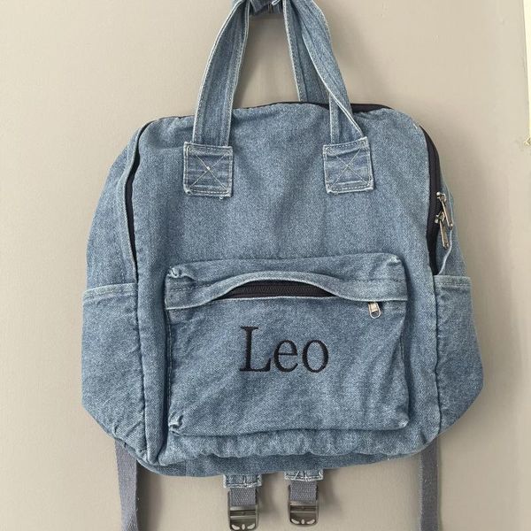 Mochila nome personalizado estudante do ensino médio personalizado simples denim lona menina grande capacidade mochilas com