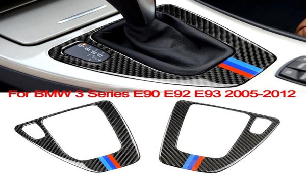 Interni auto Centro Controllo Cambio Pannello di copertura Adesivi LHD RHD Accessori auto in fibra di carbonio per BMW E90 E92 E93 Serie 33908688