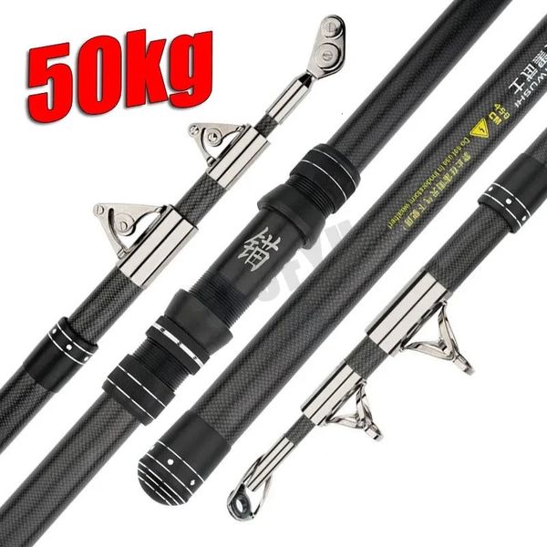 2.1-4.5m vara de pesca de carbono 50kg acima superhard longa distância pesado peixe jogando s vara telescópica mar barco fihsing pólo 231228