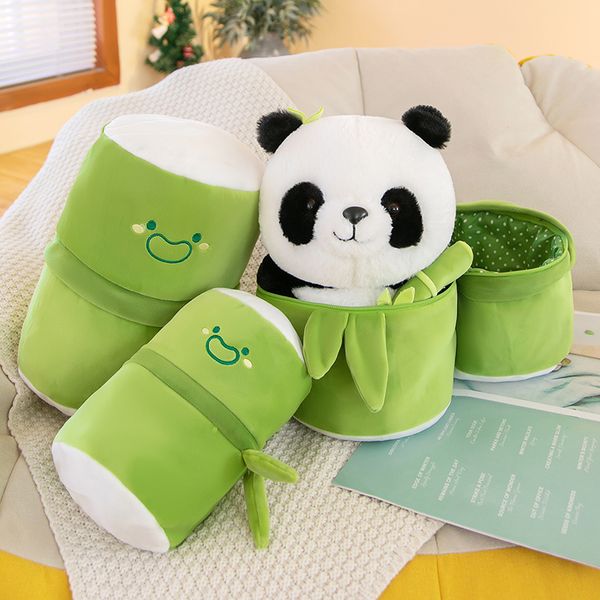 Panda ile bambu doldurulmuş hayvanlar oyuncak sevimli peluş oyuncak hediyeler çocuklar için kızlar erkekler doğum günü