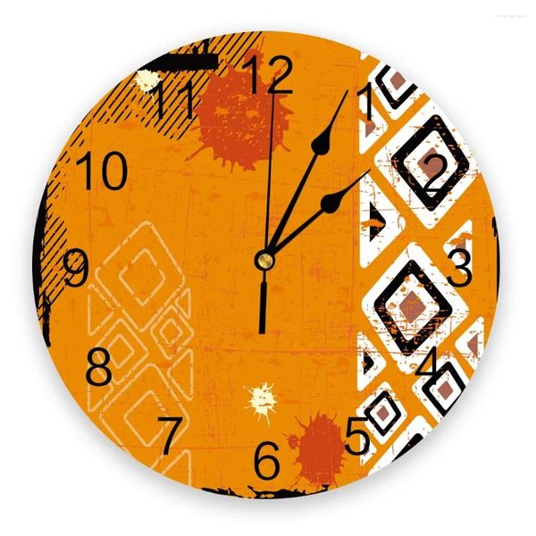 Relógios de parede África Linhas geométricas Relógio Sala de estar Decoração de casa grande redondo mudo mesa de quartzo quarto decoração relógio