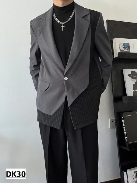 Мужские костюмы Highend Trend, индивидуальный костюм с тканевыми вставками, модный корейский дизайн блейзера, оригинальный стильный комплект курток высокого качества