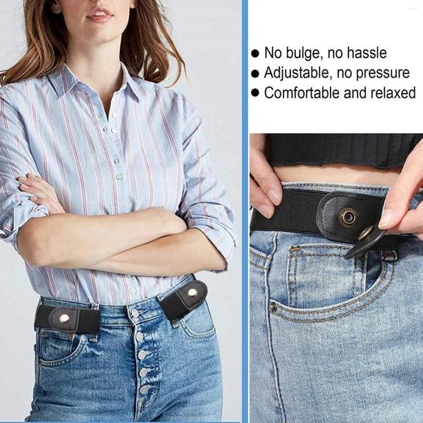 Cintos Cinto Elástico Senhoras Sem Fivela Jeans Vestido Esticável Feminino / Masculino Invisível Problema Levantado