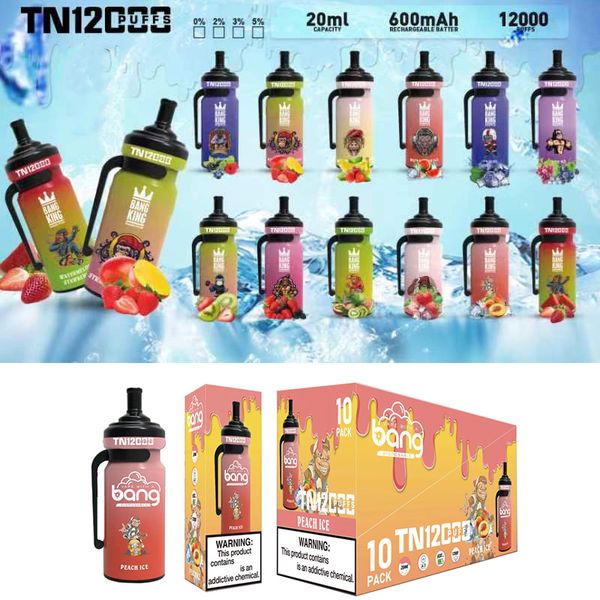 Original Einweg-E-Zigarette Bang TN12000 12K Puffs Geschmacksrichtungen 0% 2% 3% 5% 20 ml 600 mAh Typ-C-Lade-Vape-Stift