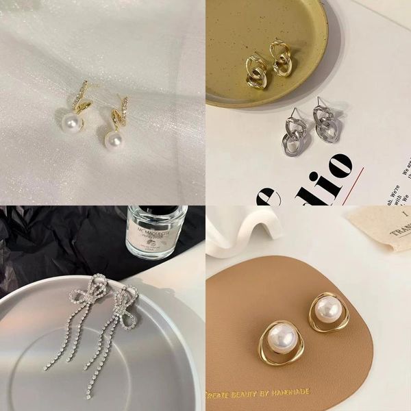 Orecchini a bottone coreano fatto a mano con perle di lusso piercing in argento 925 con ago in argento serie per la prevenzione delle allergie speciale per donna ogni giorno