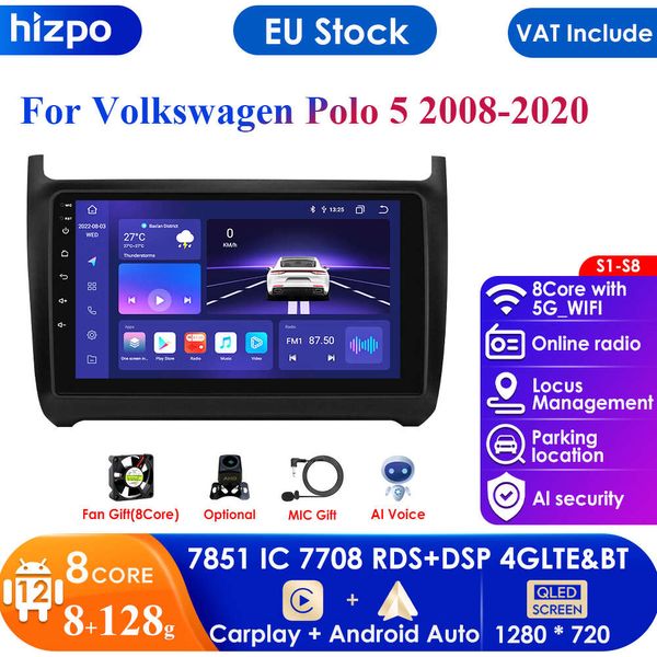 4G Android Autoradio per POLO 2010-2020 2 Din Lettore multimediale multimediale Navigazione GPS Carplay Autoradio Schermo stereo