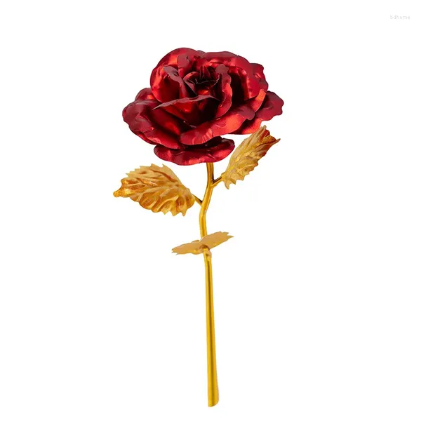 Dekoratif Çiçekler 24K Gold Folyo Gül Kutusu Valentine'in Kız Arkadaşının Karısının Romantik Hediyesi ve Temel Dekorasyonu