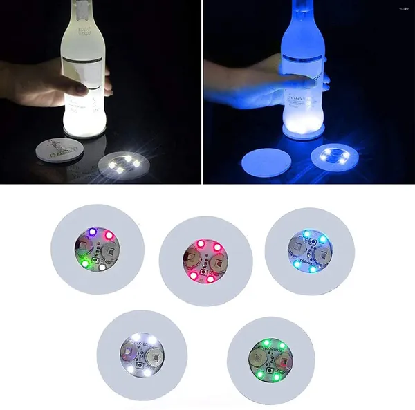 Tovagliette 5 pezzi adesivi per bottiglie sottobicchieri luci LED per feste tappetino per bevande vaso di Natale anno decorazione di Halloween luce che emette luce