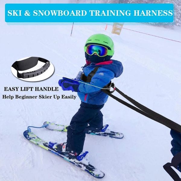 Cintura da allenamento per sci per bambini Cintura di sicurezza per imbracatura di trazione per pattinaggio su snowboard Cintura per spalla regolabile per allenamento per sci da sci per bambini 231228