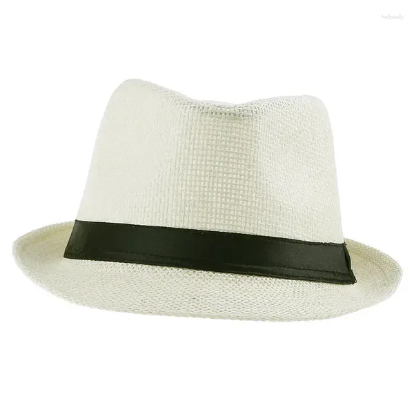 Berets Mode Hochzeit Topper Panama Fedora Strohhüte Für Männer Frauen Sommer Papier Gras Strand Kappen Jazz Eltern-kind-sonnenhut