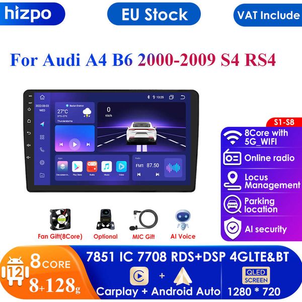 Reprodutor multimídia do carro 4g-lte android para audi a4 2000-2009 s4 b6 b7 assento exeo rs4 carplay gps navi rádio estéreo áudio