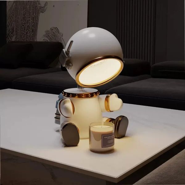 Vela aquecedor lâmpada de mesa robô astronauta elétrica vela cera lâmpada ângulo ajustável mesa luz decoração casa lâmpada fragrância 231228