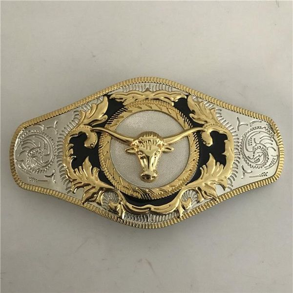 1 peça fivela de cinto ocidental com cabeça de touro dourado tamanho grande para cintura cowboy340w