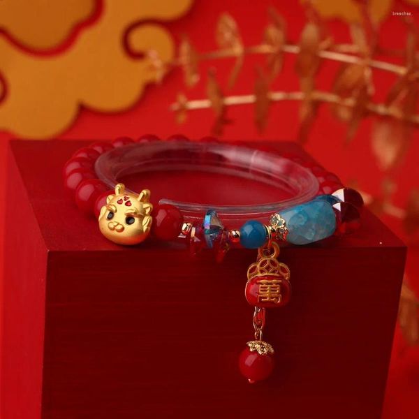 Charm Armbänder China Jahr Chinesischer Roter Drache Sternzeichen Armband für Kinder Glückskorallenperlen 15-24 cm Handgelenk tragen kann