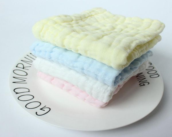 Детские полотенца для лица 100-хлопковое муслиновое полотенце 6 слоев ткани для отрыжки новорожденных однотонный носовой платок из органзы ткань для кормления ребенка 4 цвета 30pc1952088