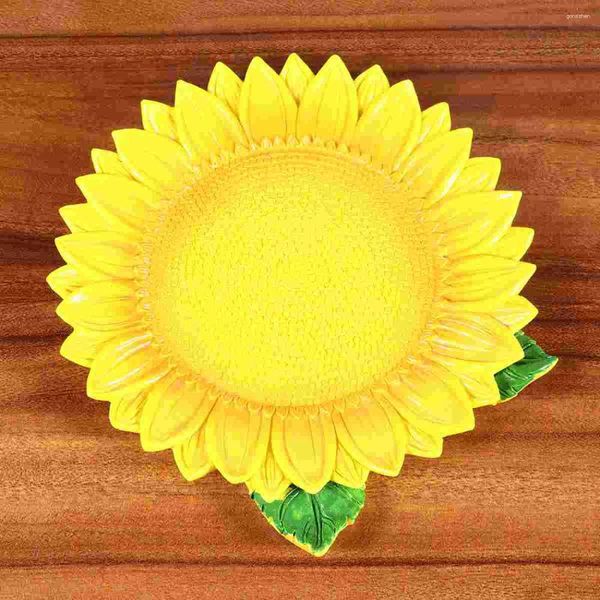 Geschirr Sets Harz Getrocknete Obst Tablett Sonnenblumen Form Servierplatte Kuchen Nuss Snack Schlüssel Halter Schmuck Schmuckstück Organizer Für