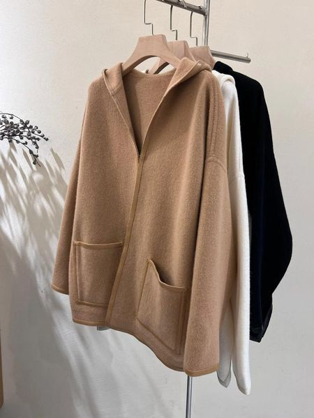 Giacche da donna Lp Cappotto Cardigan Giacca in cashmere con cappuccio Elegante capispalla casual femminile Abbigliamento Serie di alta qualità