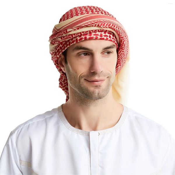Berets árabe masculino texturizado impresso muçulmano high end lã material turbante chapéu headband fio ondulado homens