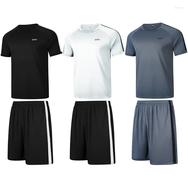 Tracksuits masculinos verão conjunto de roupas esportivas camiseta e shorts casual de manga curta terno voleibol badminton roupas