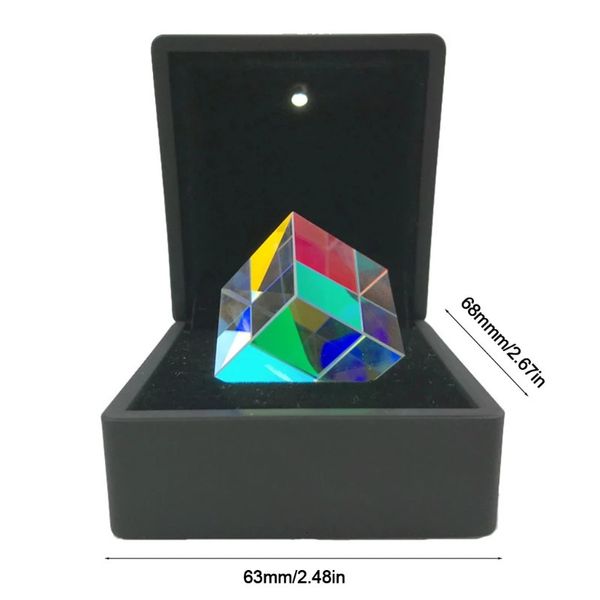 Цветная призма Квадратная призма Цветособирающая призма 6-сторонний куб со световым коробом Оптическая стеклянная линза Крестообразное дихроичное зеркало 231229