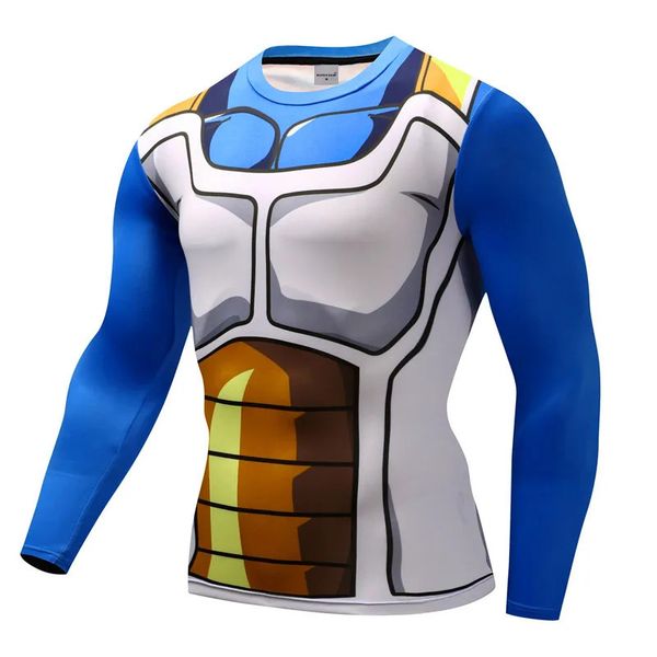 Magliette anime stampate in 3D Magliette a compressione da uomo Fitness Maglietta a maniche lunghe ad asciugatura rapida Vegeta Costume cosplay Top Abbigliamento maschile 231228