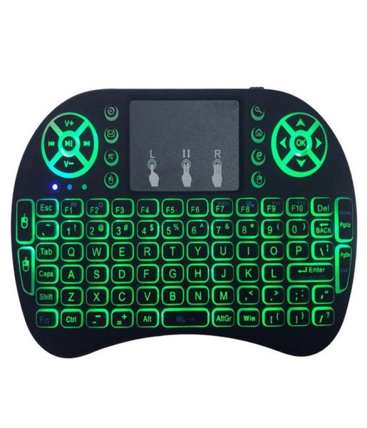 Dropship Mini Rii i8 Teclado Sem Fio 24G Air Mouse Controle Remoto Touchpad Backlight Retroiluminado para Smart Android TV Box Tablet Pc1098604