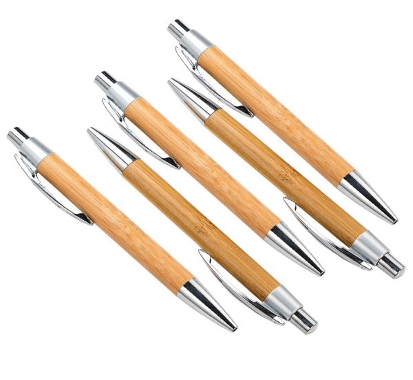 Empresa de produtos de madeira eco promo marketing gravar logotipo clique caneta esferográfica de bambu natural caneta esferográfica para escrita stationery4375186