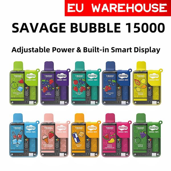 Savage Vape 15000 EU Warehouse Einweg-Vapes, 28 ml, vorgefüllt, Smart Display, Kindersicherung, E-Zigarette, verstellbar, Power-Mesh-Spule, 650 mAh, wiederaufladbar, im Vergleich zu Bang Box 12000