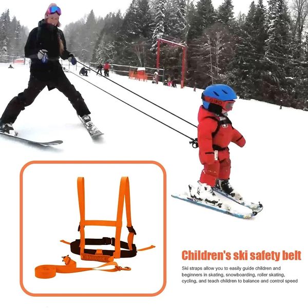 Crianças cinto de treinamento de esqui segurança tração arnês corda para snowboard patinação para crianças mochila cinto ajustável controle velocidade 231228