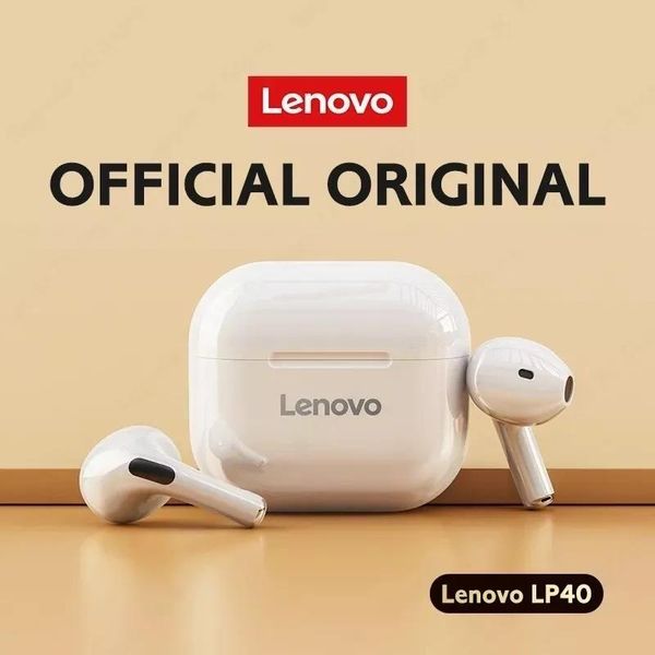 Наушники Hot Sale Original Lenovo LP40 TWS Беспроводные наушники двойной стерео -шумоподавление с сенсорным контролем длинный резервный