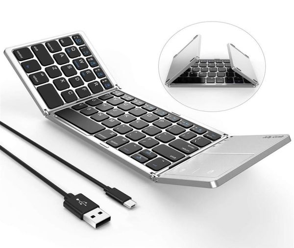 Faltbare Bluetooth-Tastatur, Dual-Modus, USB-kabelgebundene Bluetooth-Tastatur mit wiederaufladbarem Touchpad für Android iOS Windows Tablet Sm25922256