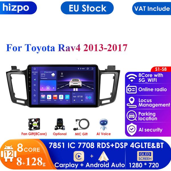 Rádio automático do andróide do ruído da voz 2 do ai para toyota rav4 rav 4 2013 - 2017 carplay 4g carro multimídia gps 2din autoradio navegação wifi